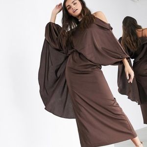 ASOS EDITION satin asymmetric midi dress